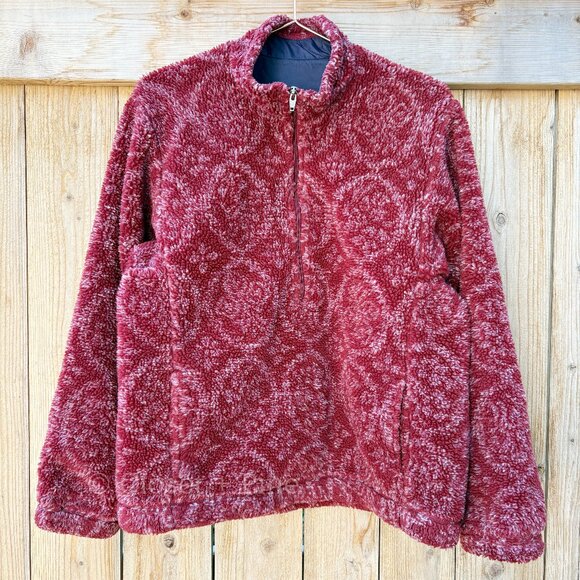 Patagonia‎ Glissade Deep Pile Fleece Pullover Kimono Red Size Large Vintage 90's - Picture 3 of 14